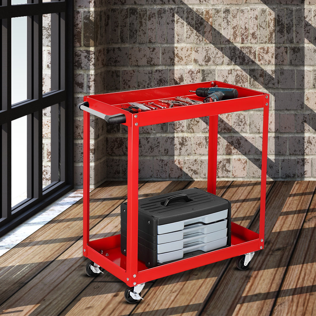 2 Tier Tool Storage Cart Red