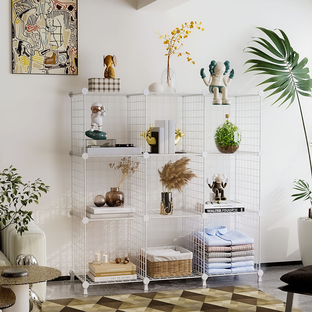 White Portable 9-Cube 3 Column Storage Organiser