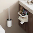 27cm Wall-Mounted Toilet Brush with Holder White