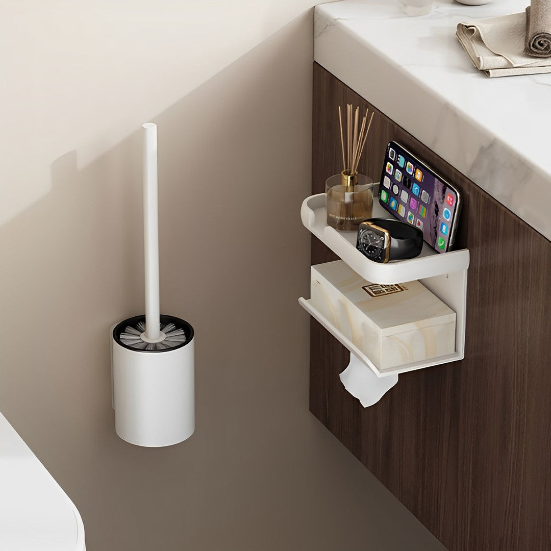 27cm Wall-Mounted Toilet Brush with Holder White