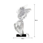 SOGA 86cm White Winged Figure Sculpture with Marble Base