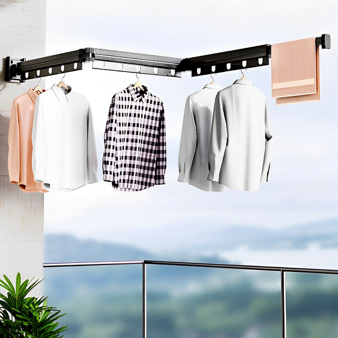 127.5cm Wall-Mounted Clothing Dry Rack Retractable Hanger