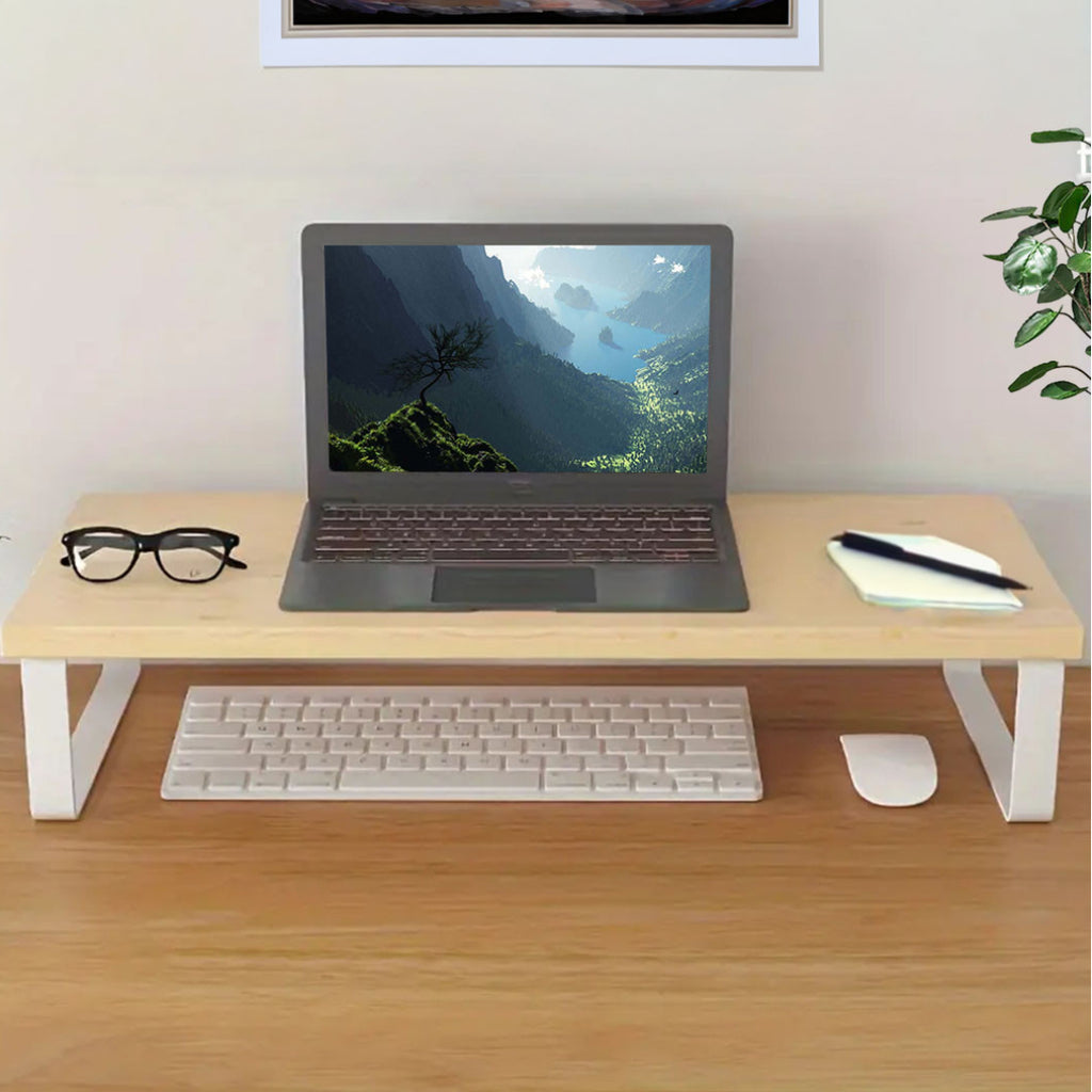 SOGA 50cm Wood Computer Monitor Elevated Stand Desktop Support Station ...