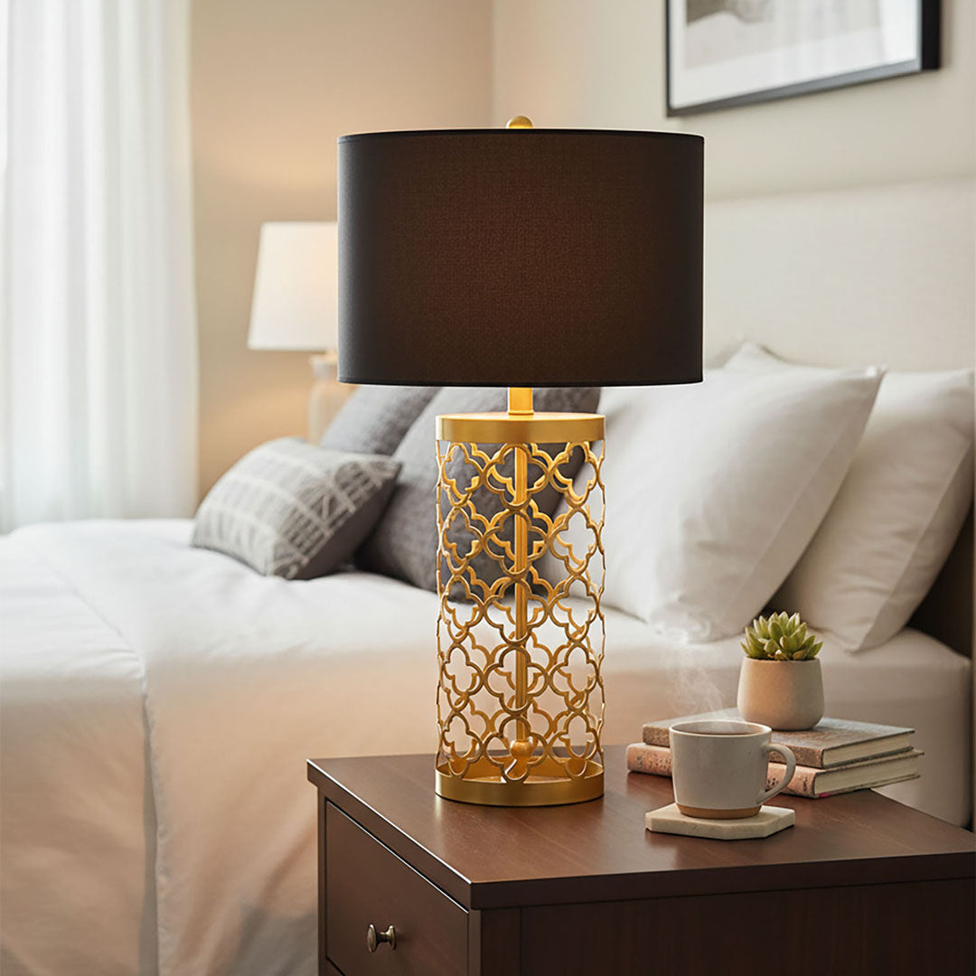 Hollowed Table Lamp with Dark Shade