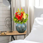 21x22cm Light Blue Small Ceramic Flower Vase Elegant Living Room Home Decor