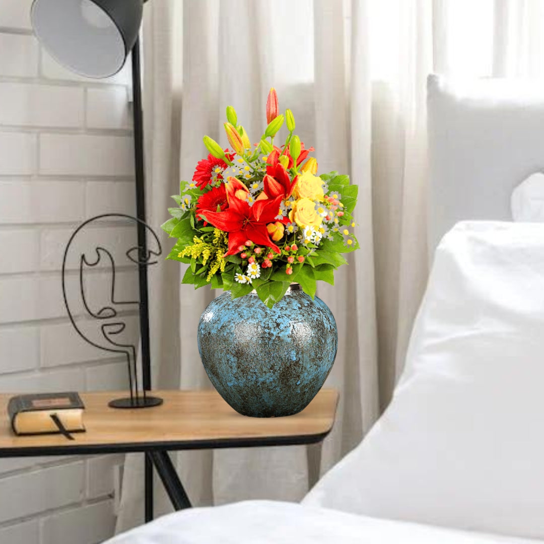 21x22cm Light Blue Small Ceramic Flower Vase Elegant Living Room Home Decor