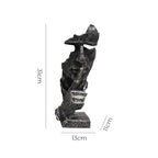 SOGA 31cm Black Resin Sculpture Silent Shush Face Design Modern Art