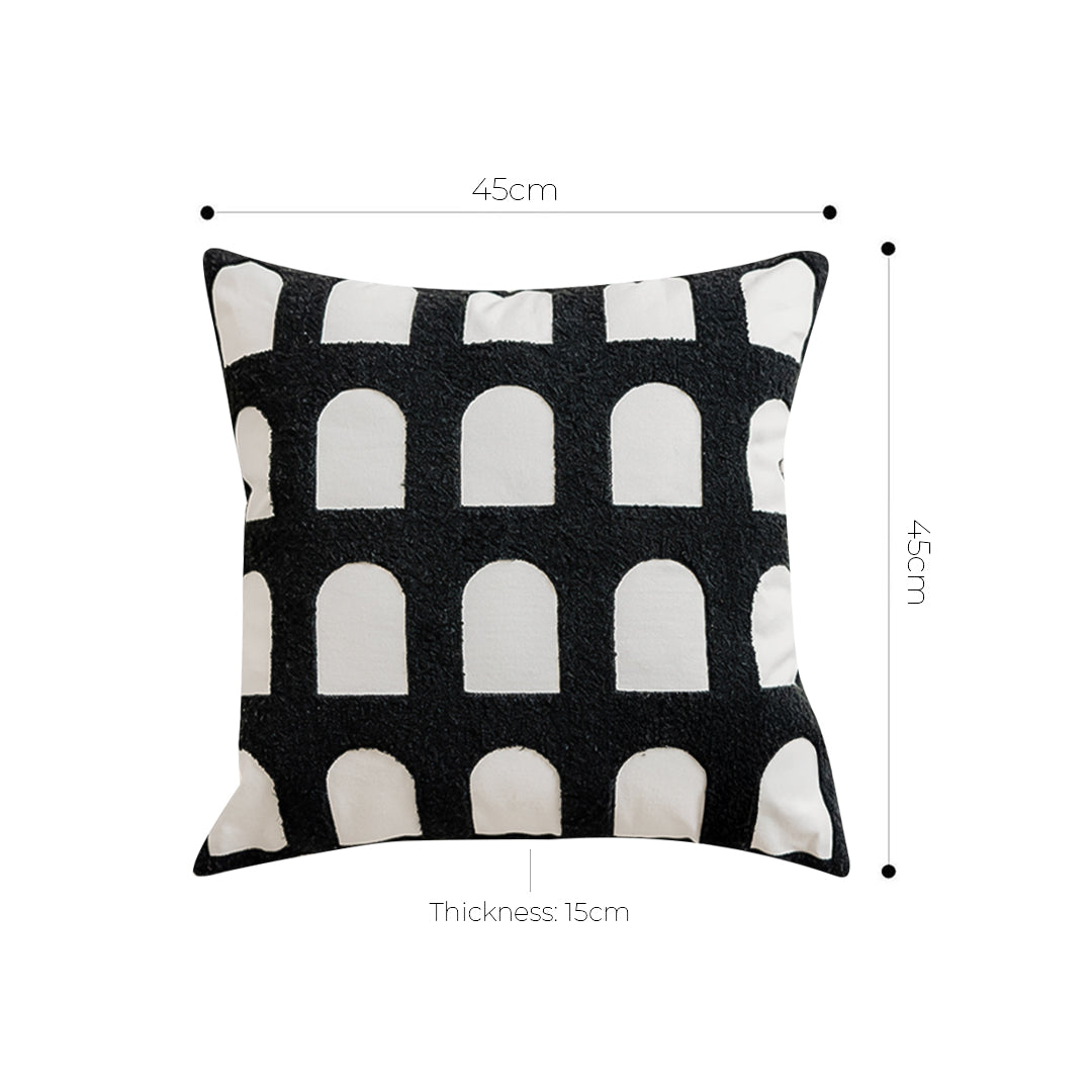 SOGA 2X 45cm Contemporary Black White Arch Pattern Throw Pillow