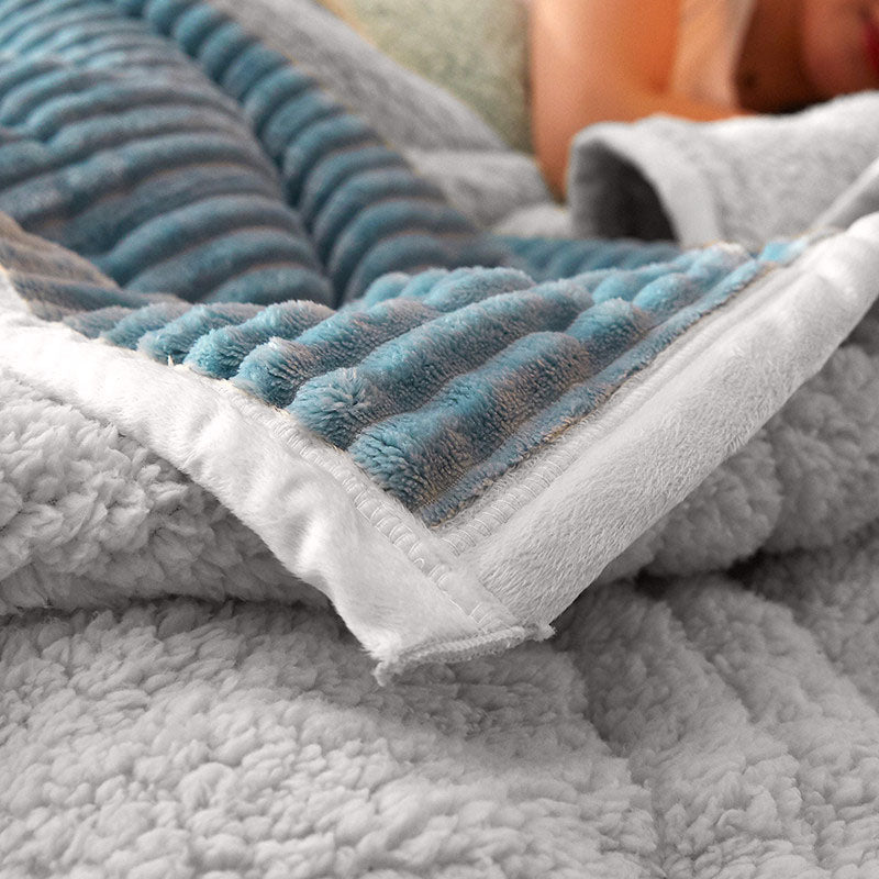 Blue Throw Blanket Warm Cozy Double Sided