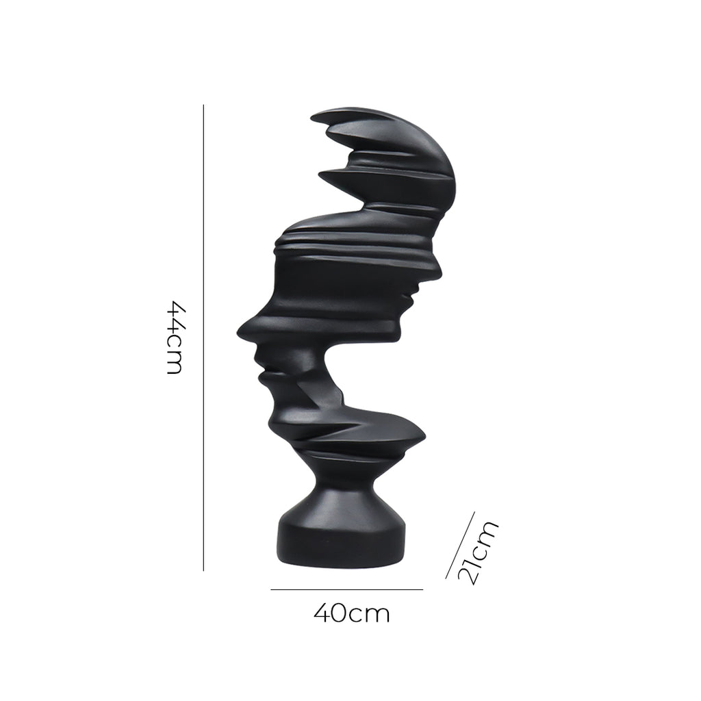 SOGA 44cm Black Dual-Face Resin Sculpture Modern Abstract Art Accent for Home Décor