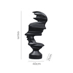 SOGA 44cm Black Dual-Face Resin Sculpture Modern Abstract Art Accent for Home Décor