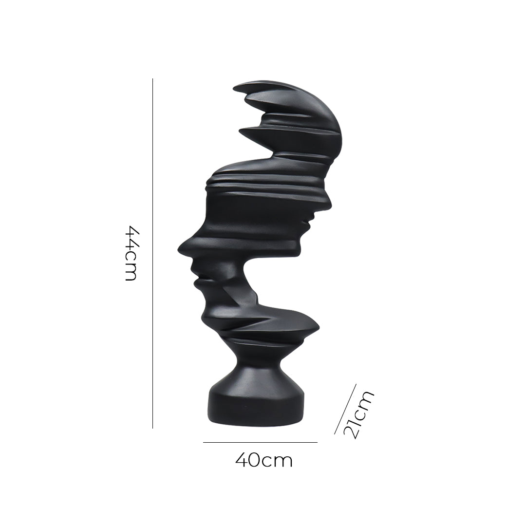 SOGA 44cm Black Dual-Face Resin Sculpture Modern Abstract Art Accent for Home Décor
