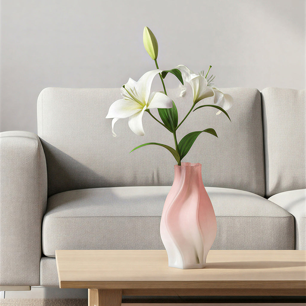 SOGA 25cm Pink Glass Vase Art Blown Hand Flower Tall Vintage Art Vases