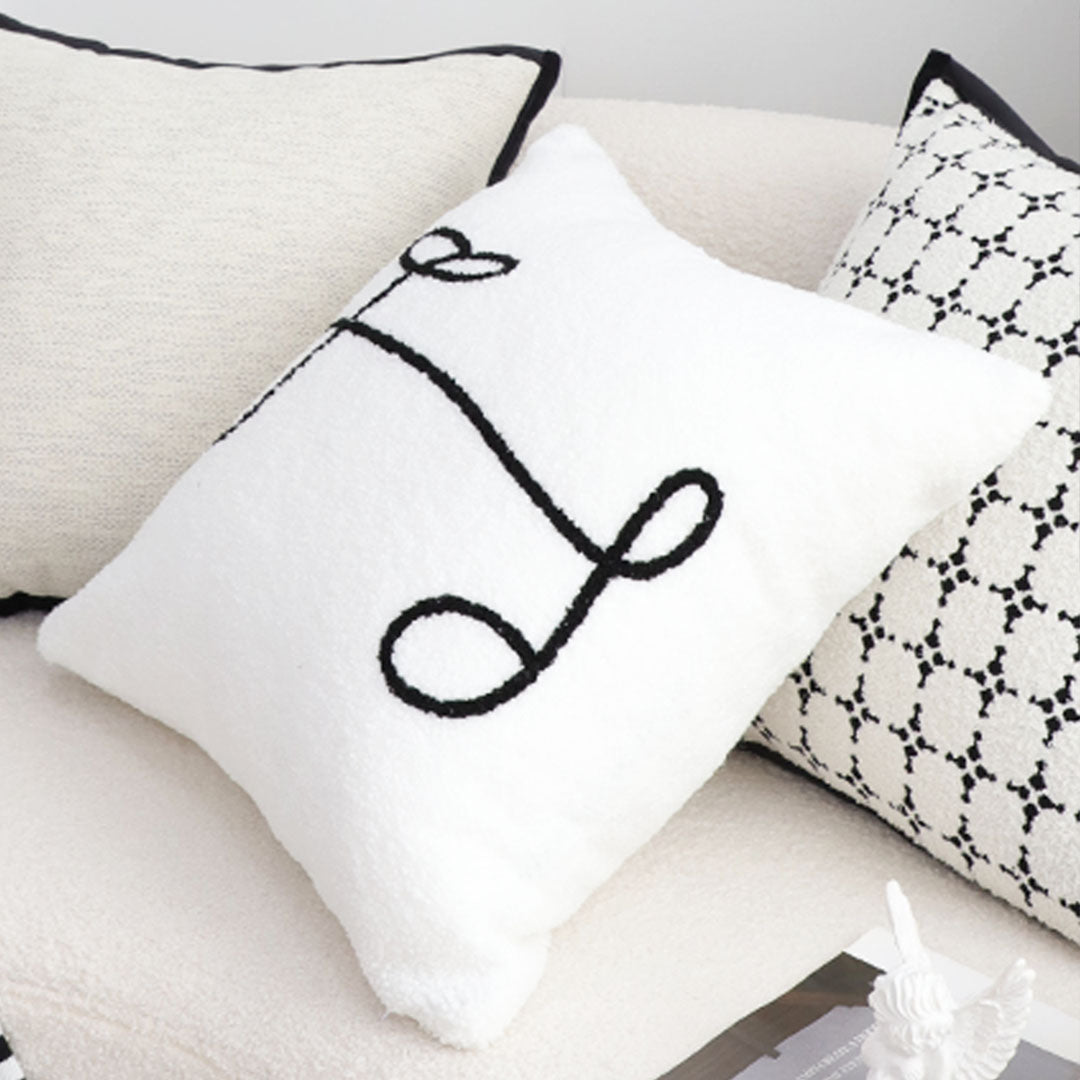 SOGA 45cm Minimalist White Script Letter Embroidered Throw Pillow