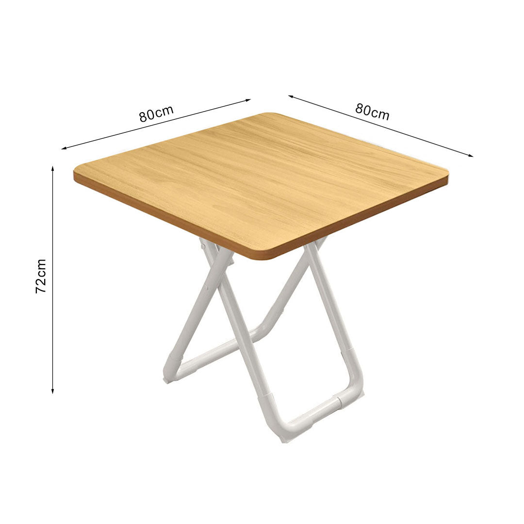 80cm Wood Color Board Square Table with White Legs