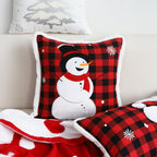 SOGA 45cm Throw Pillow Red Christmas Snowman Square Cushion