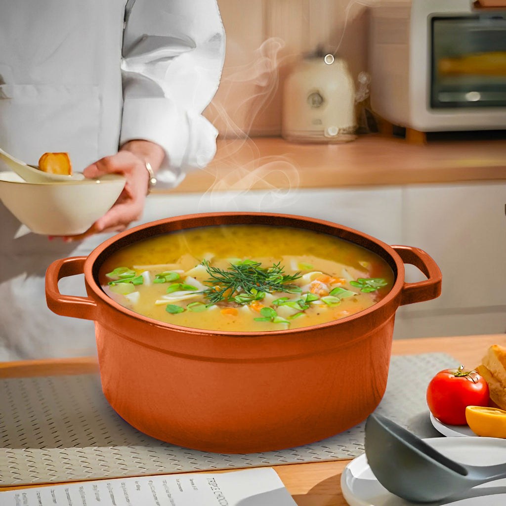 Cast Iron Porcelain Casserole 3.6L Orange 24cm