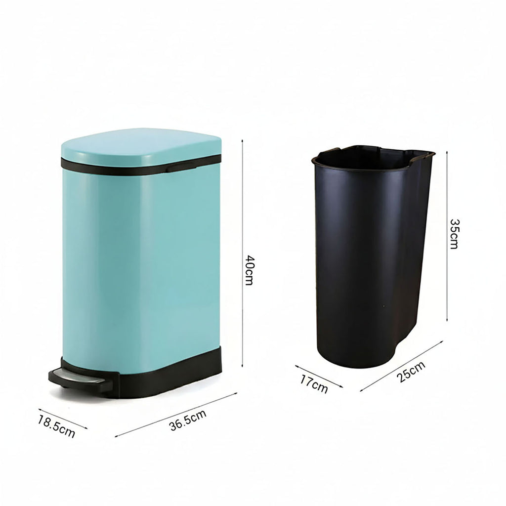 Foot Pedal Stainless Steel Trash Bin 10L U Blue