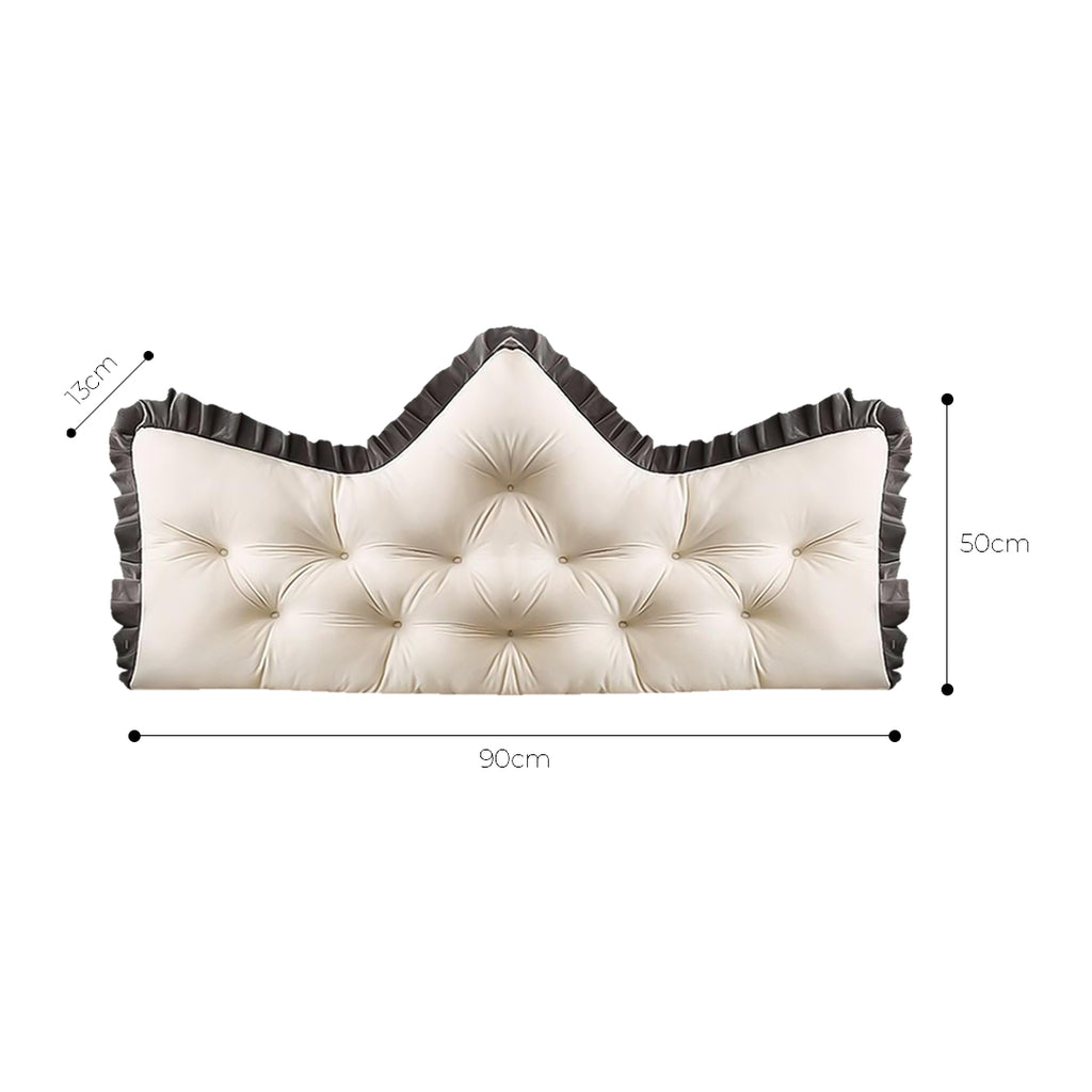 SOGA 2X 90cm Crown Pillow Tufted Cream Headboard Cushion for Bed