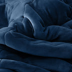 SOGA Navy Blue Throw Blanket Warm Cozy Double Sided Thick Flannel Coverlet