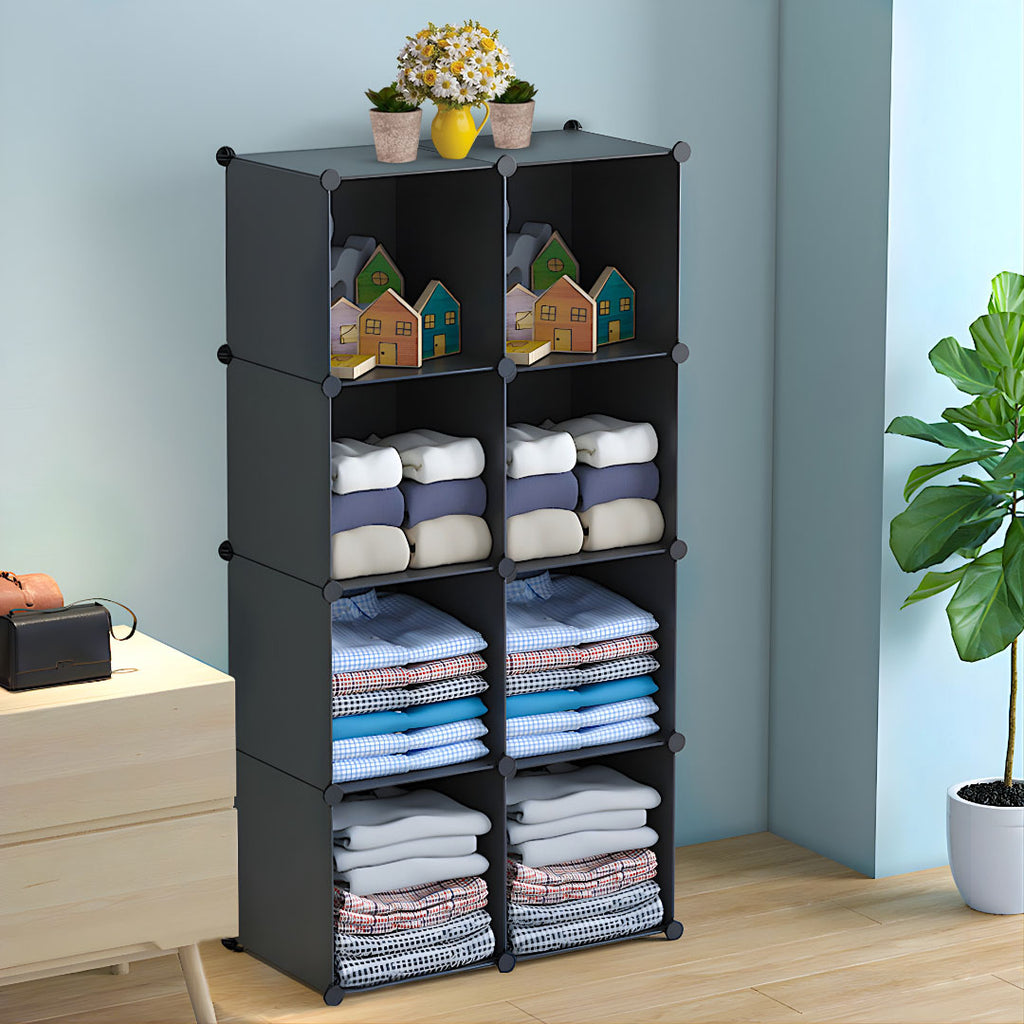 4 Tier 8-Cube Black Portable Wardrobe