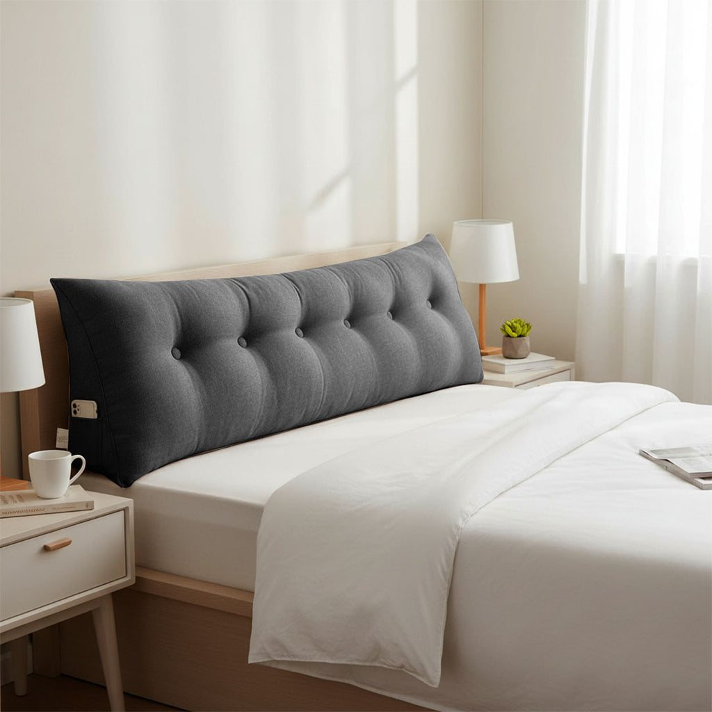 180cm Dark Grey Wedge Bed Cushion