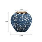 21x22cm Blue Small Ceramic Flower Vase Elegant Living Room Home Decor