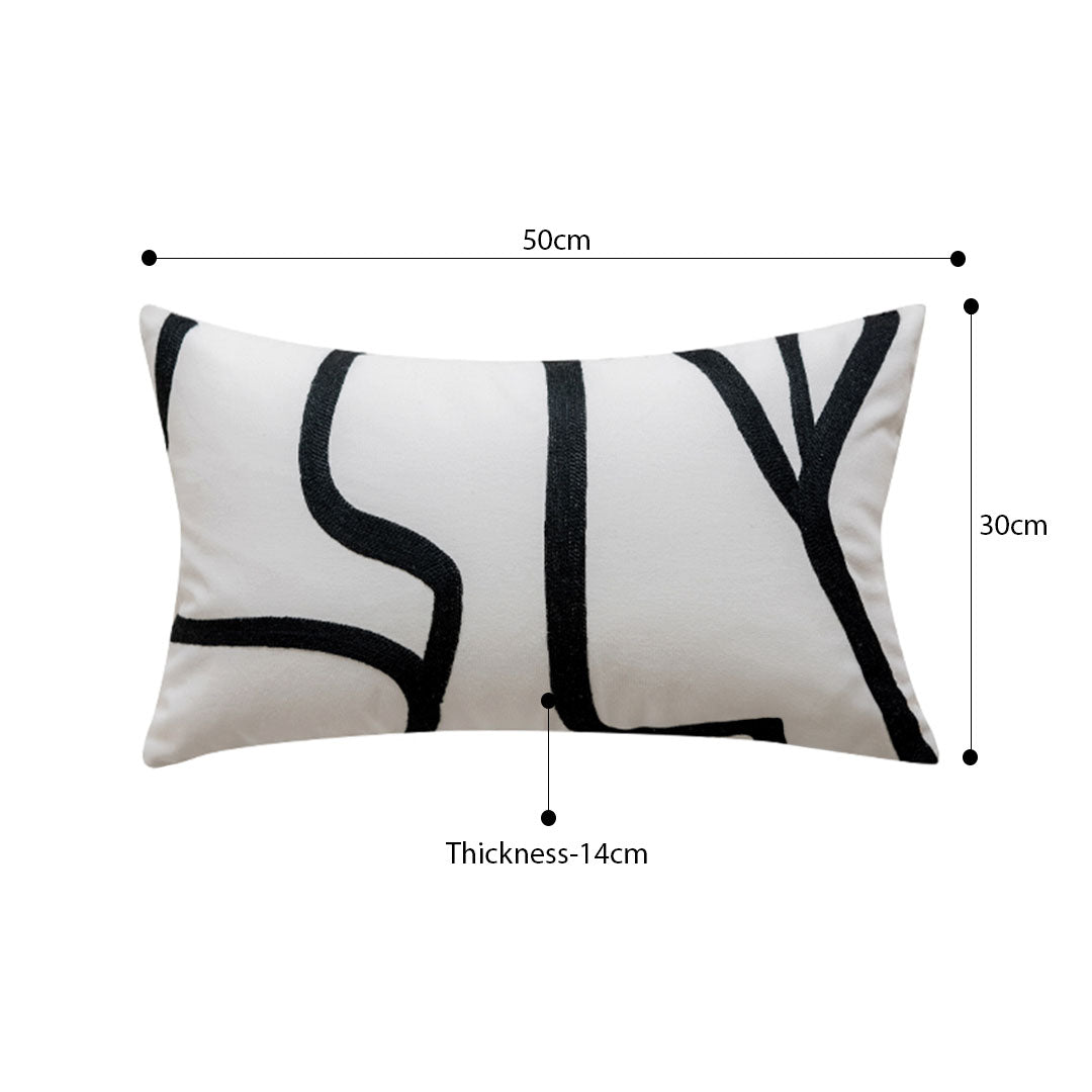 SOGA 2X 30cm Rectangular Modern Minimalist Black Letter Print Throw Pillow