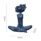 SOGA 59cm Blue Resin Sculpture Abstract Yoga Girl Design for Home Décor