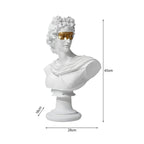 SOGA 40cm White Classical Bust Resin Sculpture with Gold Eye Mask for Modern Home Décor
