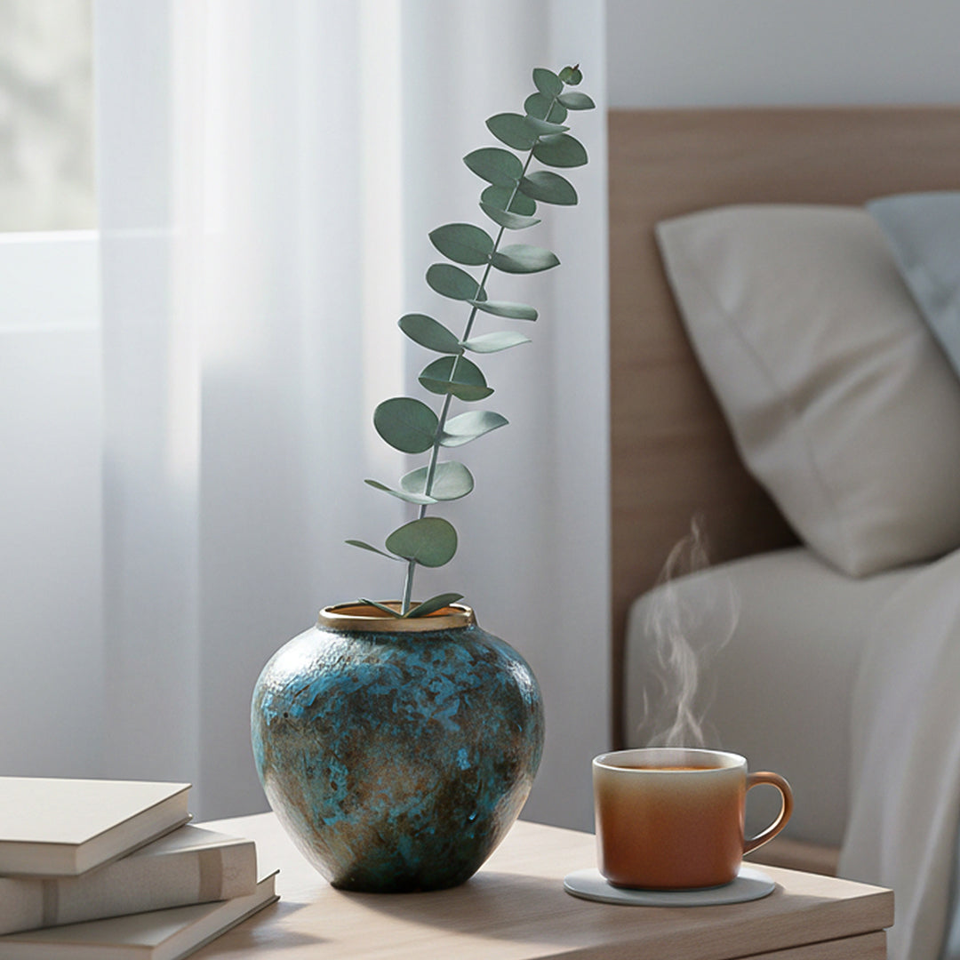 21x22cm Light Blue Small Ceramic Flower Vase Elegant Living Room Home Decor
