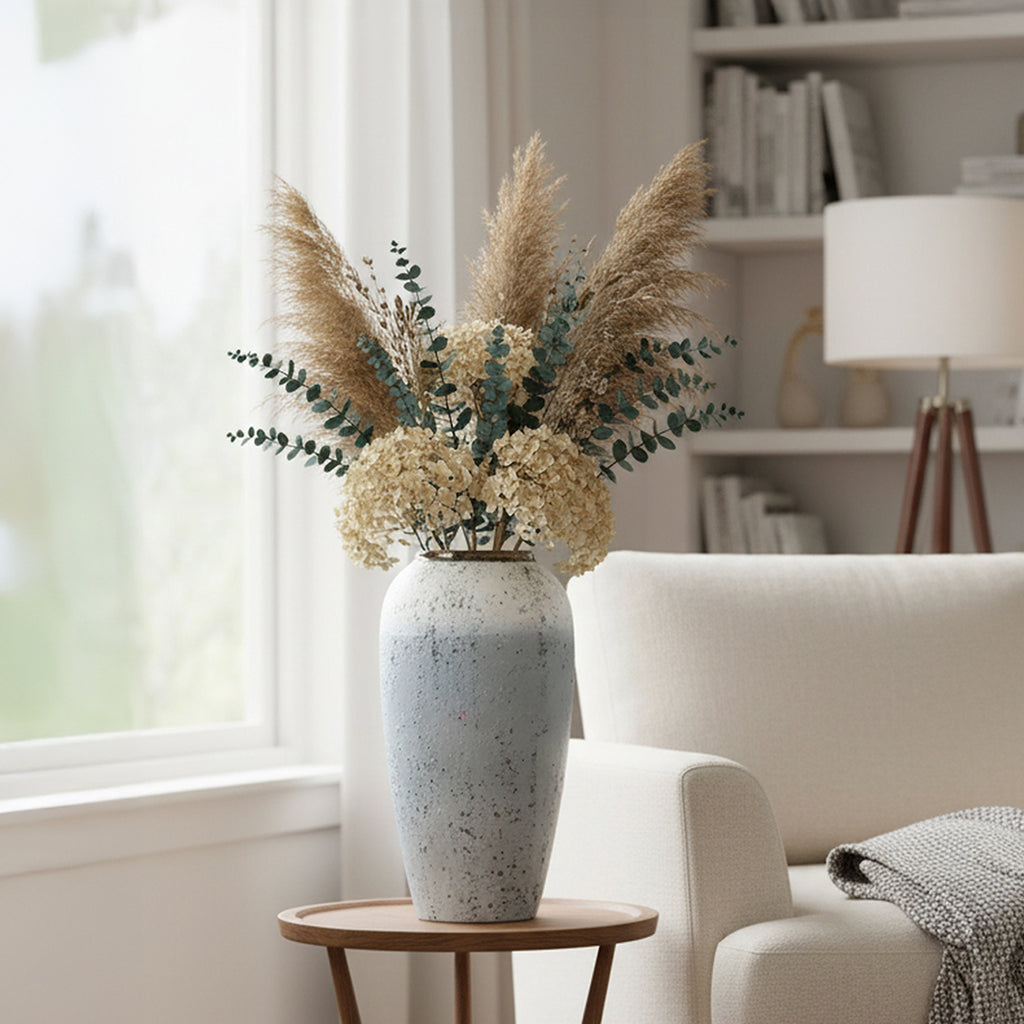 SOGA 35x17cm White and Grey Large Ceramic Flower Vase Elegant Living Room Home Decor