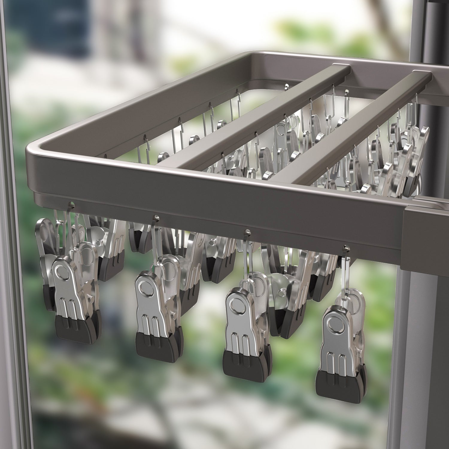 Wall-Mounted Multi-Clamp  Clothes Hanger
