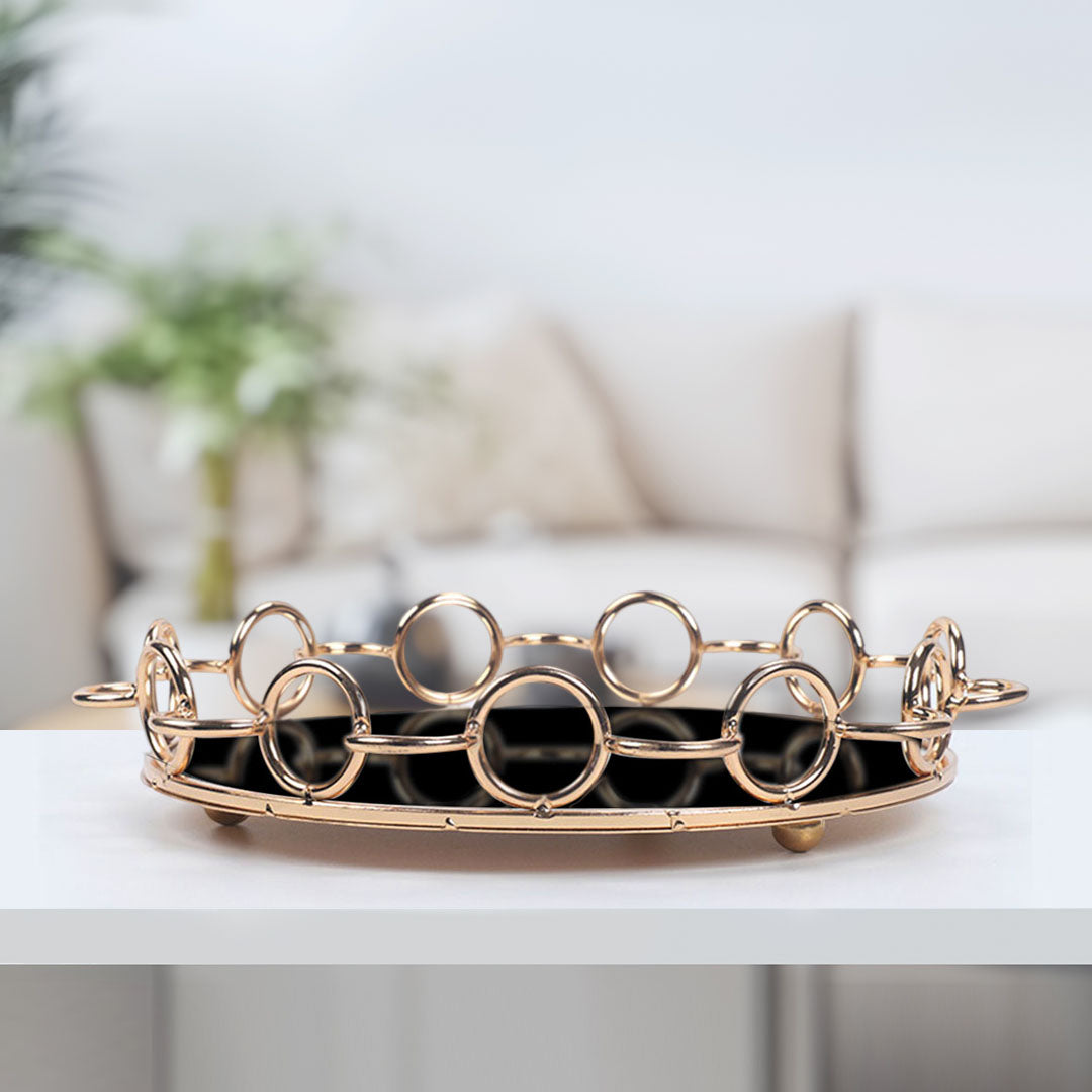 38cm Round Vanity Tray Organiser with Handles