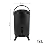 12L Stainless Steel Milk Tea Barrel with Faucet Black