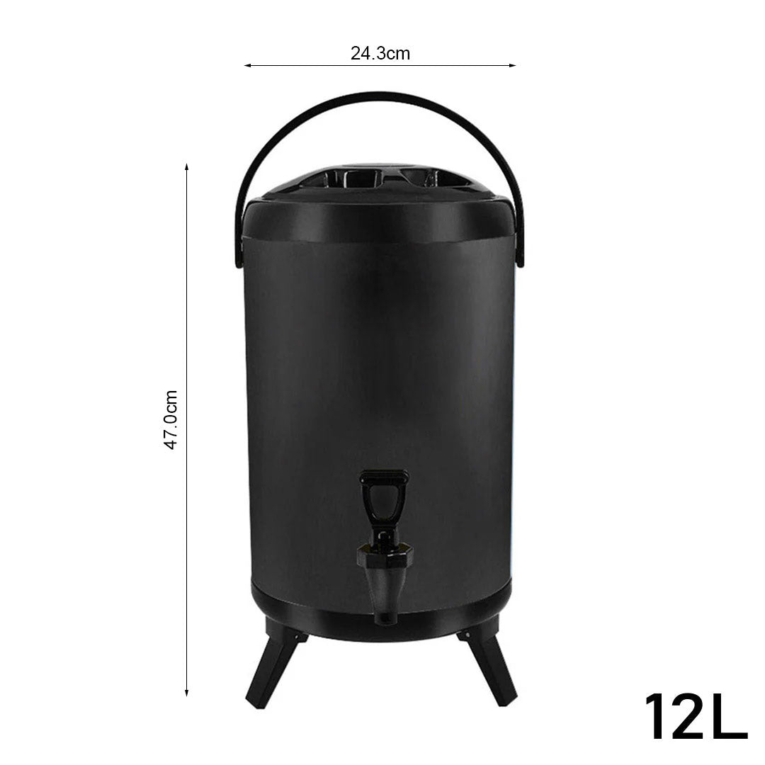 12L Stainless Steel Milk Tea Barrel with Faucet Black