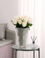 SOGA 22.5cm Handcrafted Clear Glass Vase, Classic Design for Home Decor