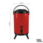 10L Stainless Steel Milk Tea Barrel with Faucet Red