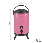 8L Stainless Steel Milk Tea Barrel with Faucet Pink