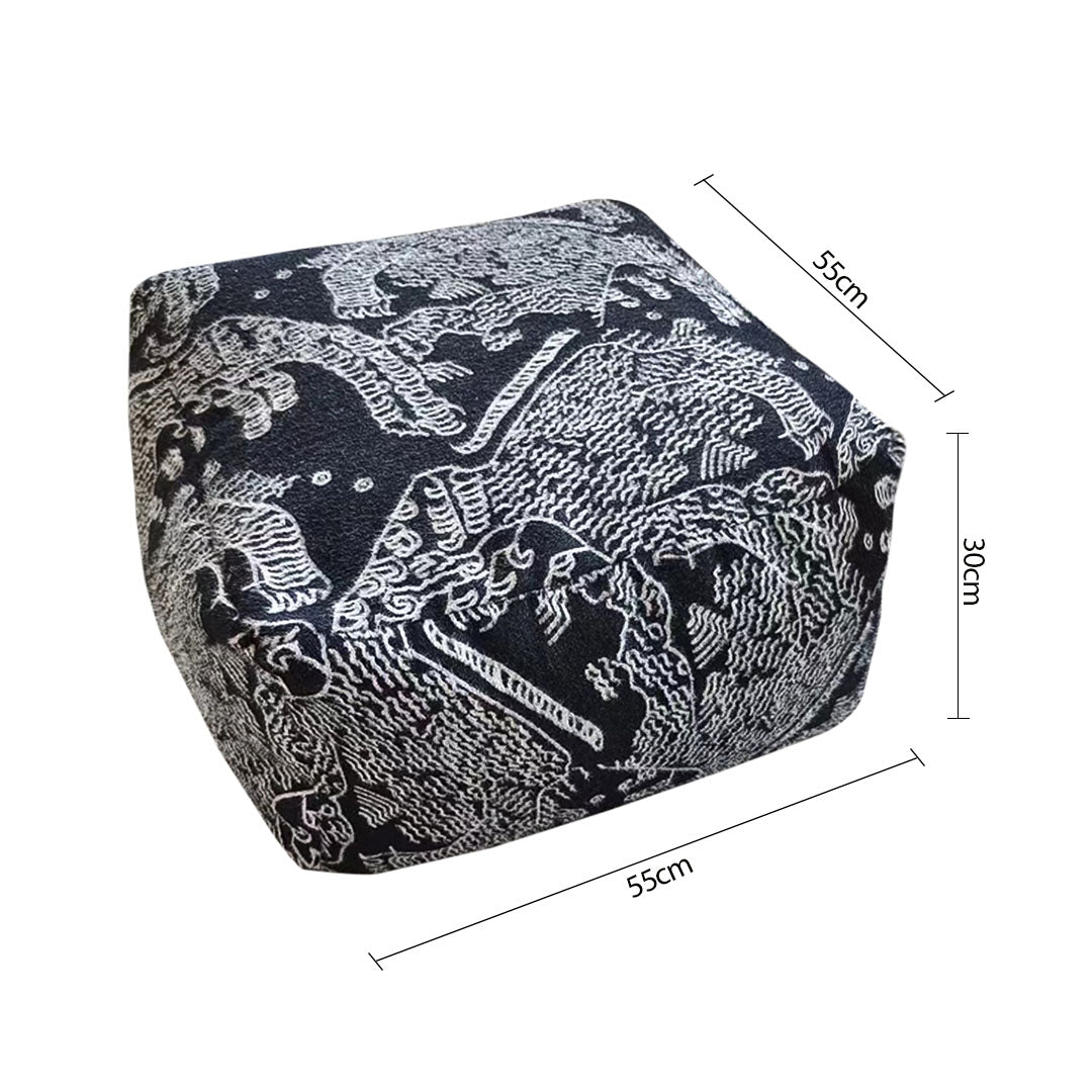 55x30cm Black Squared Soft Pouffe Seat Cushion Elegant Home