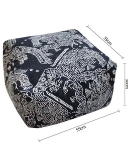 SOGA 55x30cm Black Squared Soft Pouffe Seat Cushion Elegant Home Accent Décor Stylish Footstool