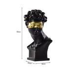SOGA 56cm Black Resin Bust Sculpture Gold Masked Design Modern Art for Home Décor