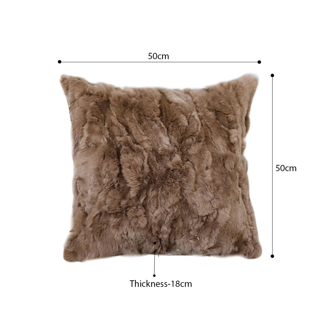 SOGA 50cm Luxurious Brown Faux Fur Plush Textured Throw Pillow