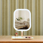 SOGA 26cm White Squared Smart LED Makeup Bedroom Table Vanity Mirror Tricolor Adjustable Light