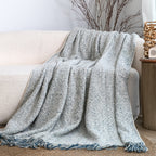 SOGA Light Blue-Gray Tassel Throw Blanket 160x200cm Soft Polyester