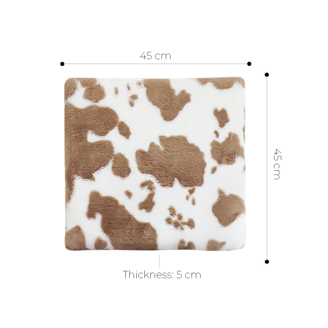 SOGA Brown Cow Print Square Cushion Soft Leaning Plush Backrest Throw Seat Pillow