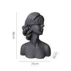 SOGA 36cm Black Resin Sculpture Blindfold Lady Bust Design for Home Décor