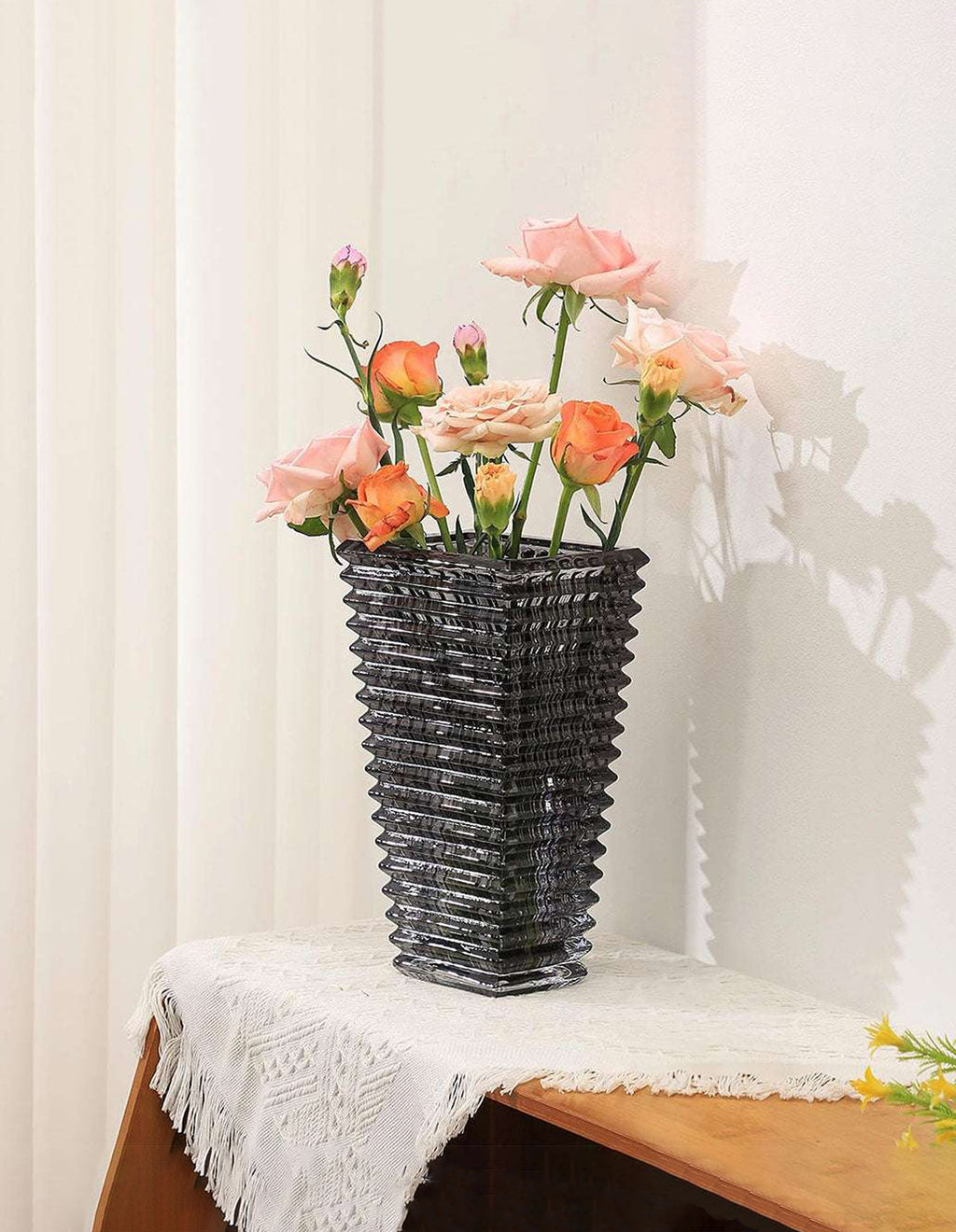 SOGA 28cm Modern Gray Ceramic Glass Vase Home Decor