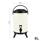 8L Stainless Steel Milk Tea Barrel with Faucet White