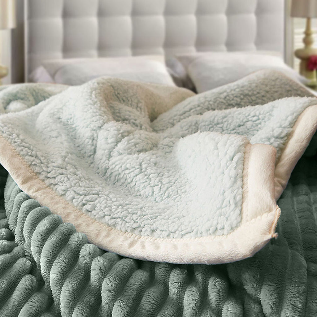 Light Green Throw Blanket Warm Cozy Double Sided